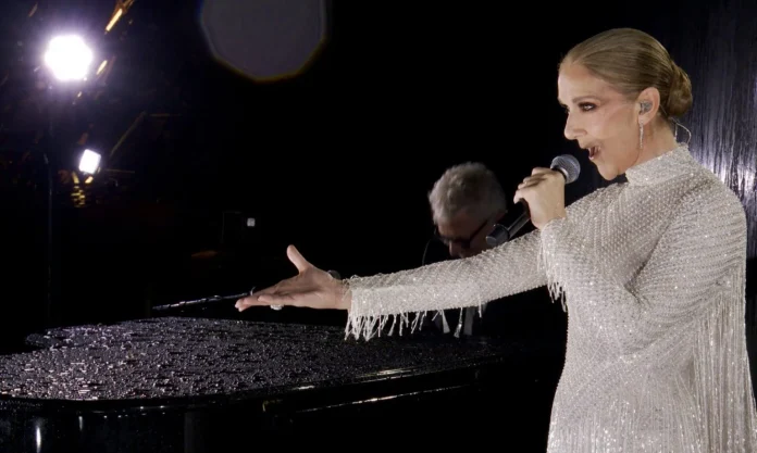 CÃ©line Dion lors de sa prestation aux JO Paris 2024